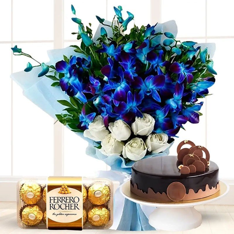 Gift Fresh Flowers with Sweet Treats
